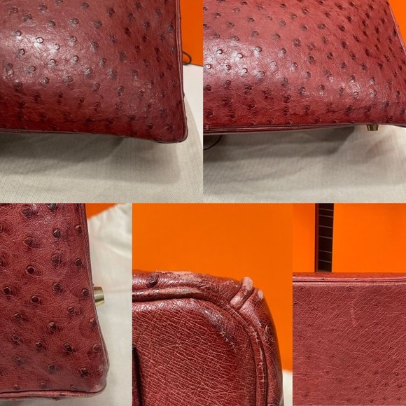 HERMES Vintage 2000 Birkin 35 Ostrich Leather Burgundy Tote GHW - Picture 10 of 12